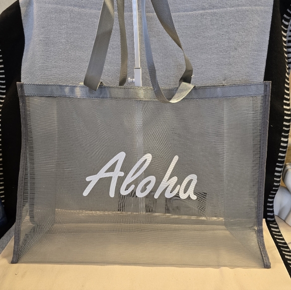 Aloha Black or Gray Mesh Tote Bag - Picture 3 of 7